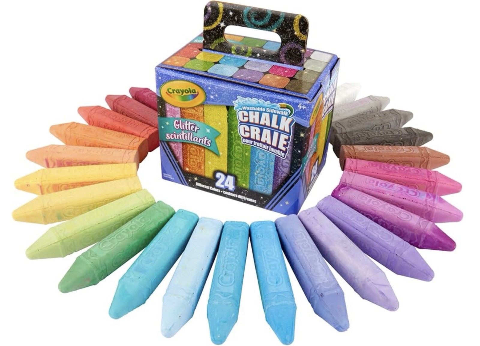 Crayola Sidewalk Chalk 24 Ct 🐰TWO PACK🐰Glitter Assorted Colors Washable NIB