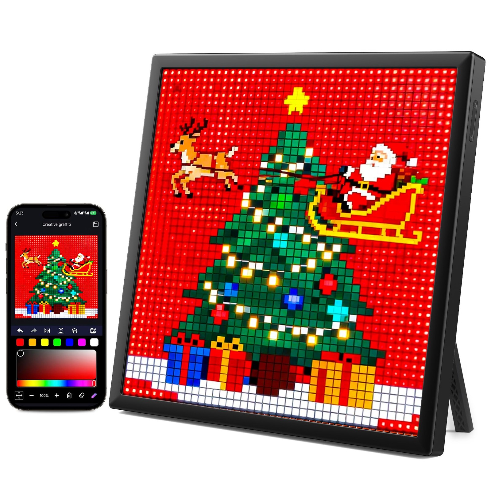 Pixel Display 32x32, Programmable Art Digital Picture Frame, Cloud Frame with...