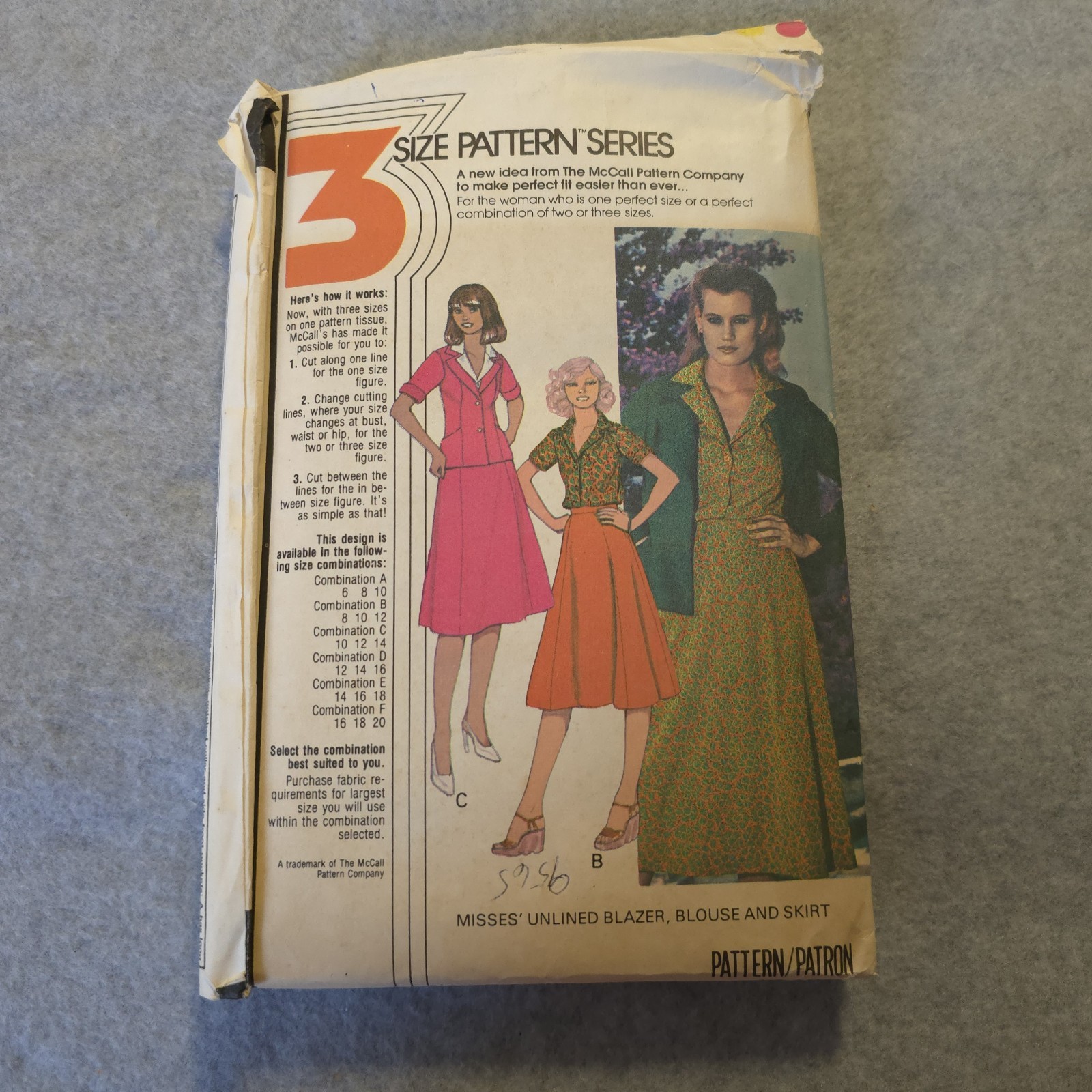 Vintage McCall’s 3 Size Pattern Blazer Blouse Skirt Uncut Misses 1970s 5966