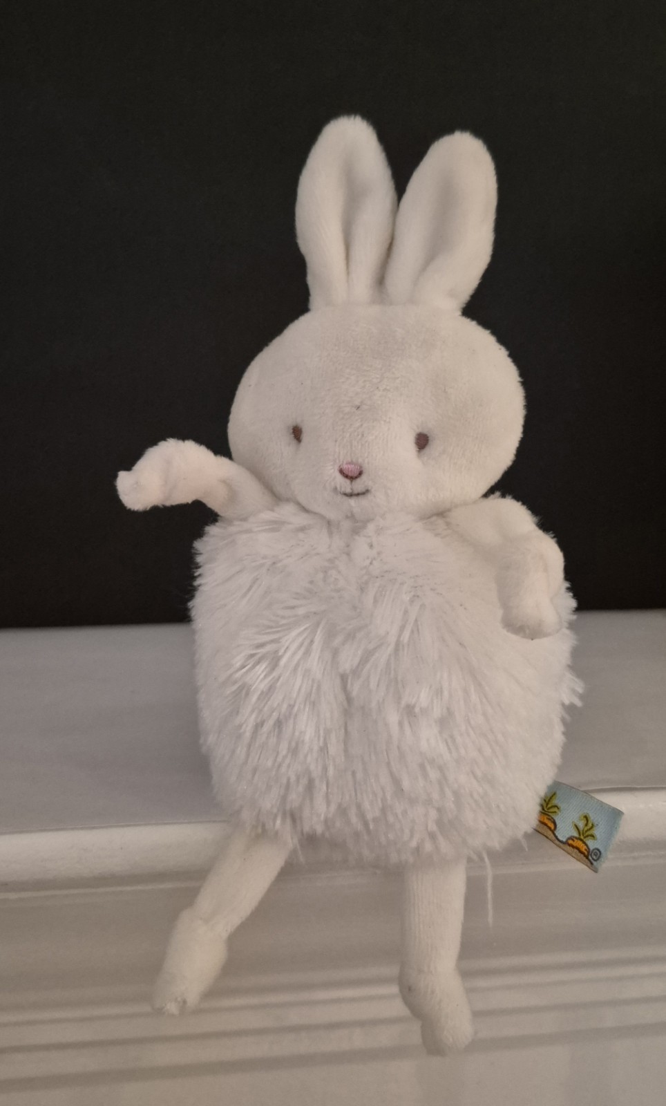 Bunnies By The Bay Roly Poly White BLOSSOM Bunny Rabbit Knotted Plush Bean Bag