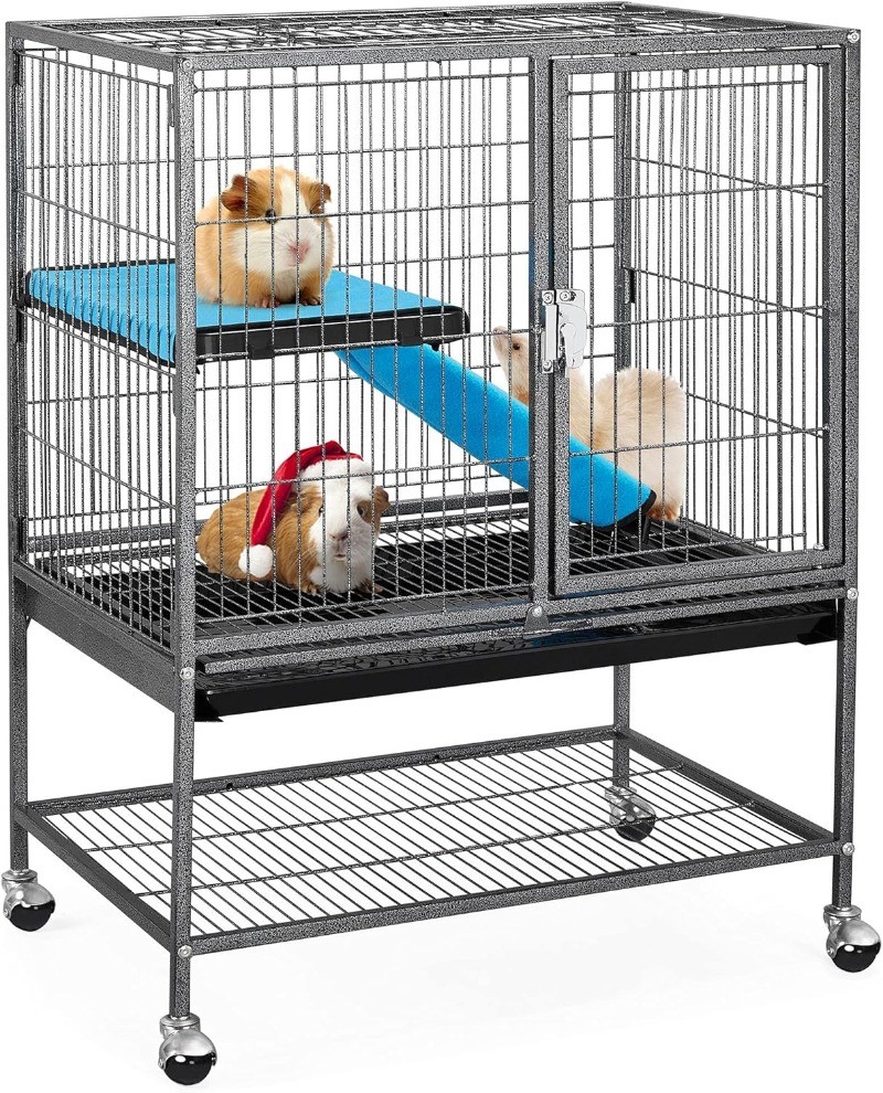 Rolling Cage for Adult Rats Ferrets Chinchillas Small Animal Cage Removable Ramp