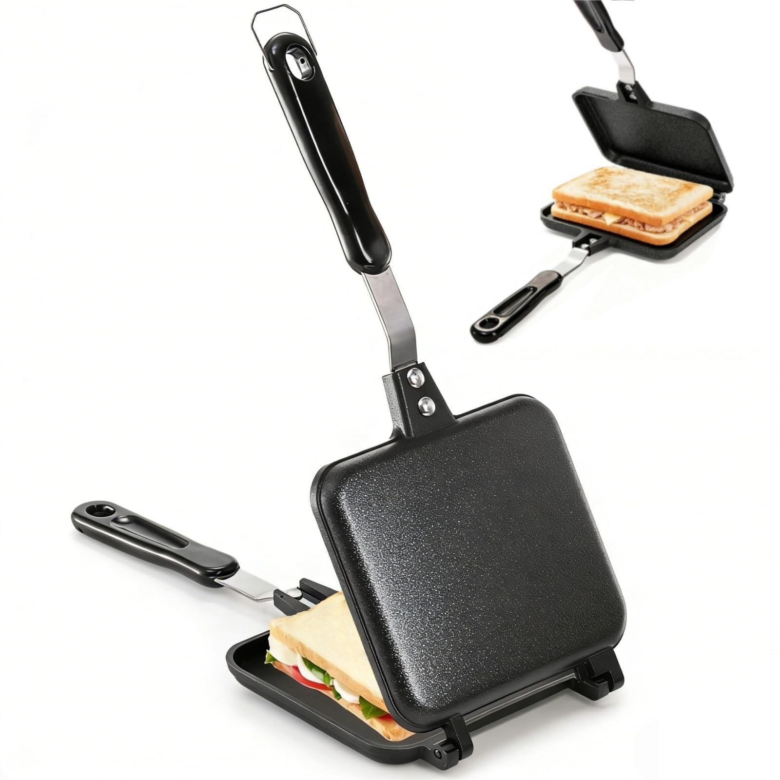 Cididu Hot Sandwich Maker, Grilled Toaster for Small Medium, Black 