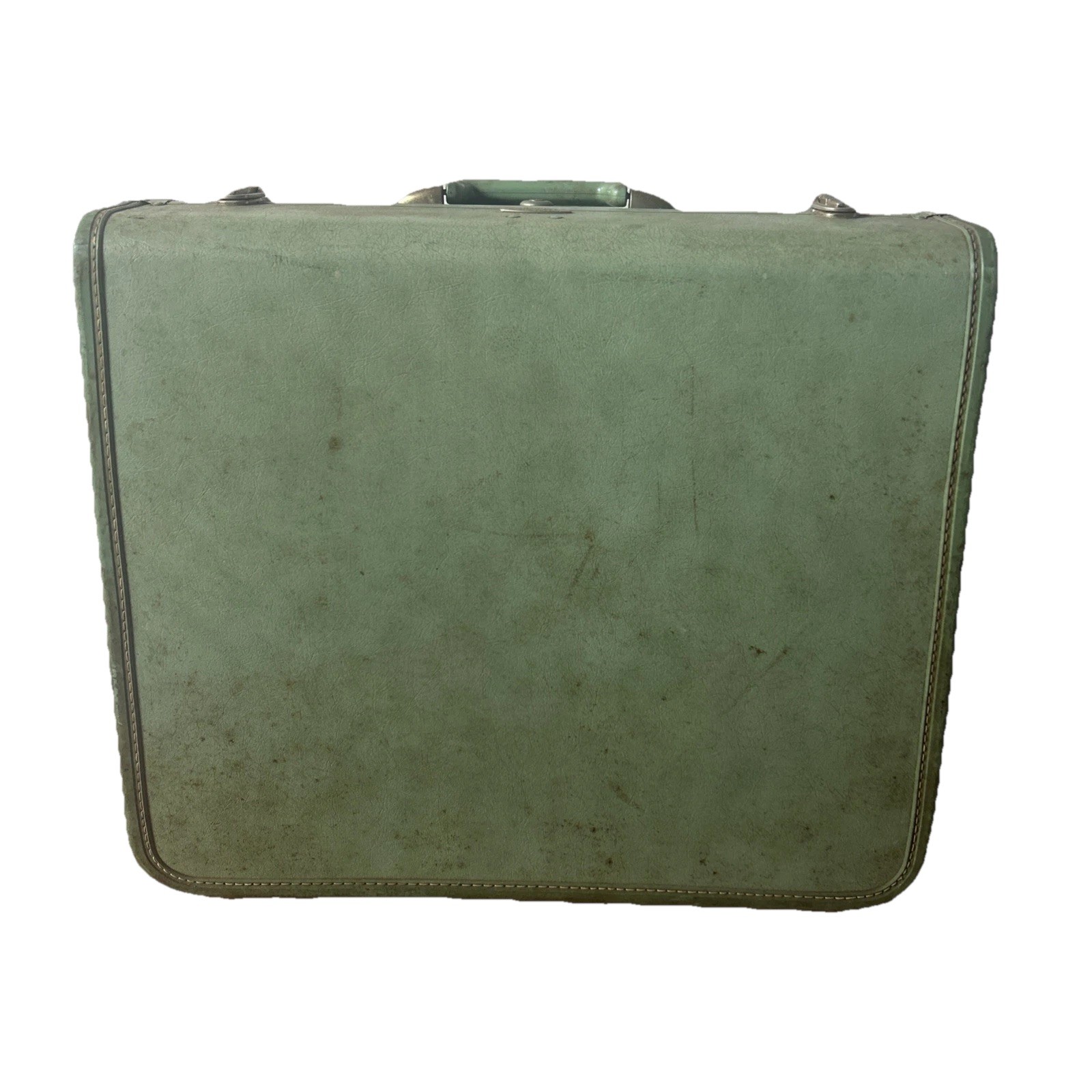 Vintage 1950s Taperlite Green Leather Suitcase Green   L 21 x W 17 x H 7 No Key