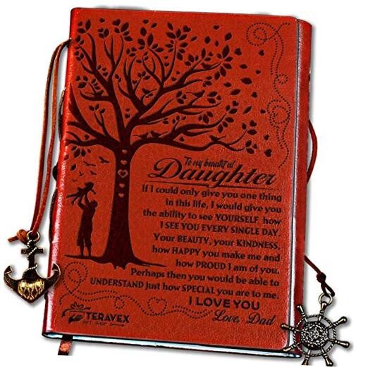 Dad To Daughter Gifts with Inspirational Quotes - Retro Tree of Life Faux 