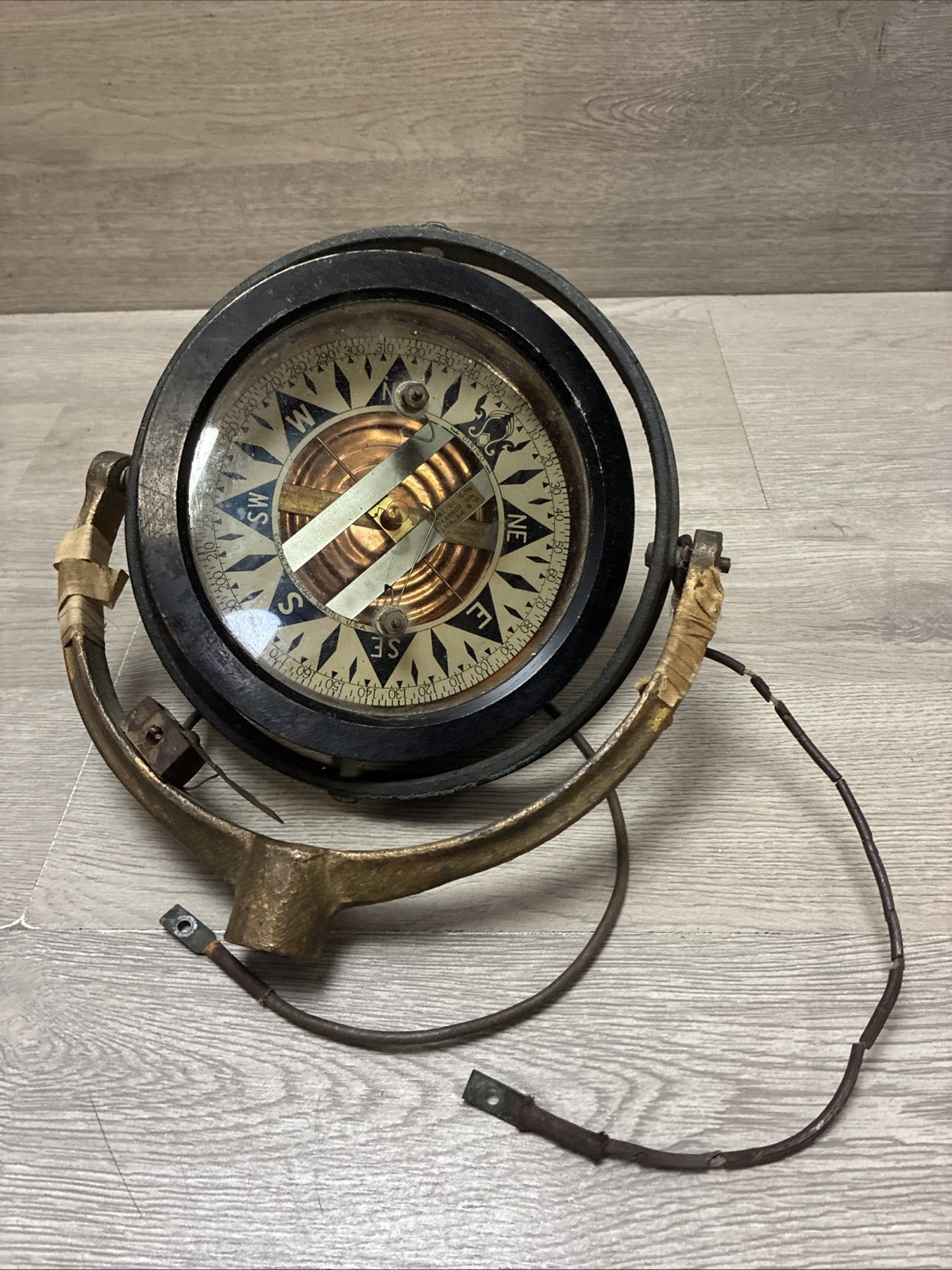 VINTAGE 1930s LARGE FLOATING SHIP'S COMPASS "DIRIGO" EUGENE M. SHERMAN RARE