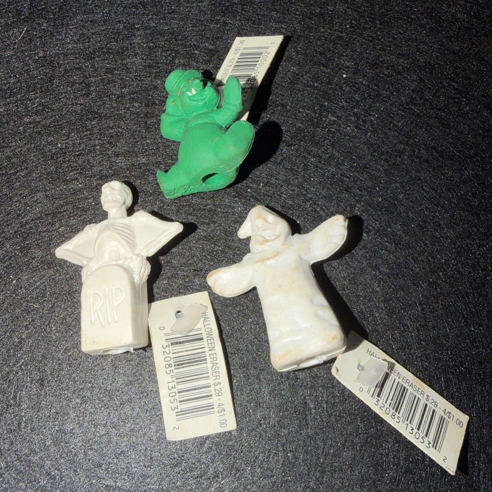Vntg 1988 Diener Ghost, Tombstone And Snowman Pencil Top Erasers