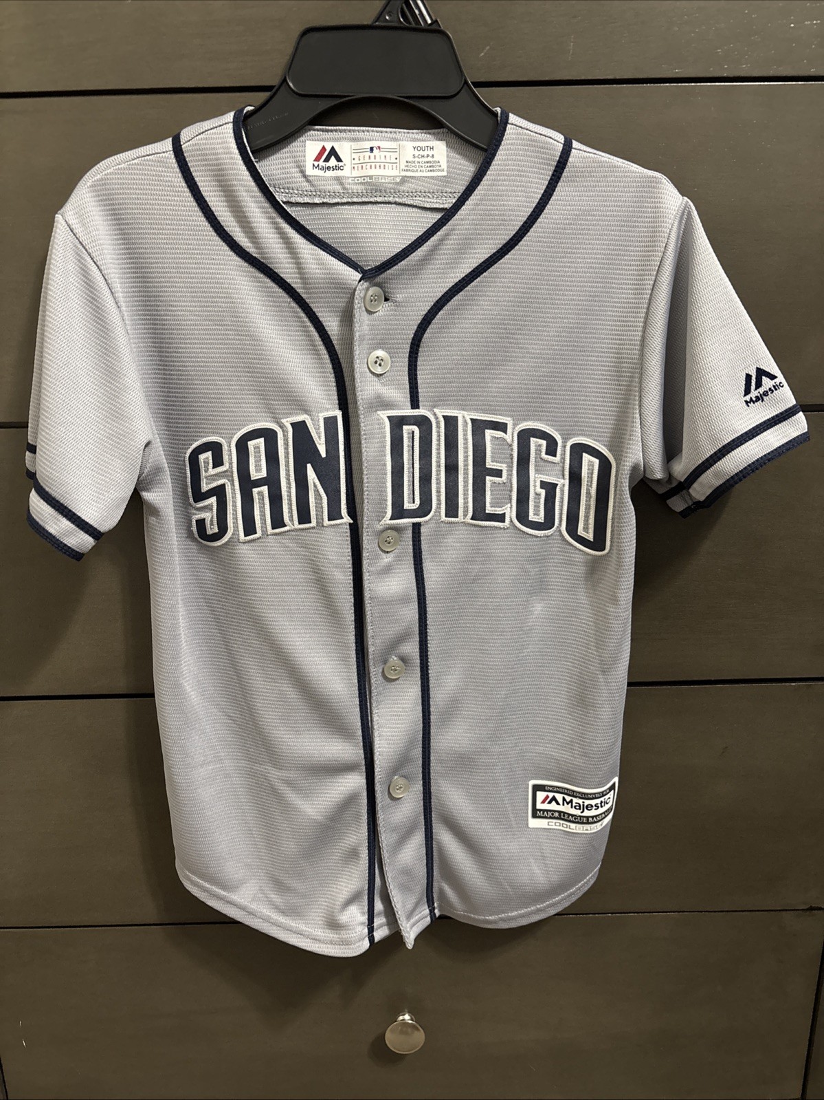 San Diego Padres Jersey Shirt Youth Small 8 On Field Grey Road Jersey MLB Kids S