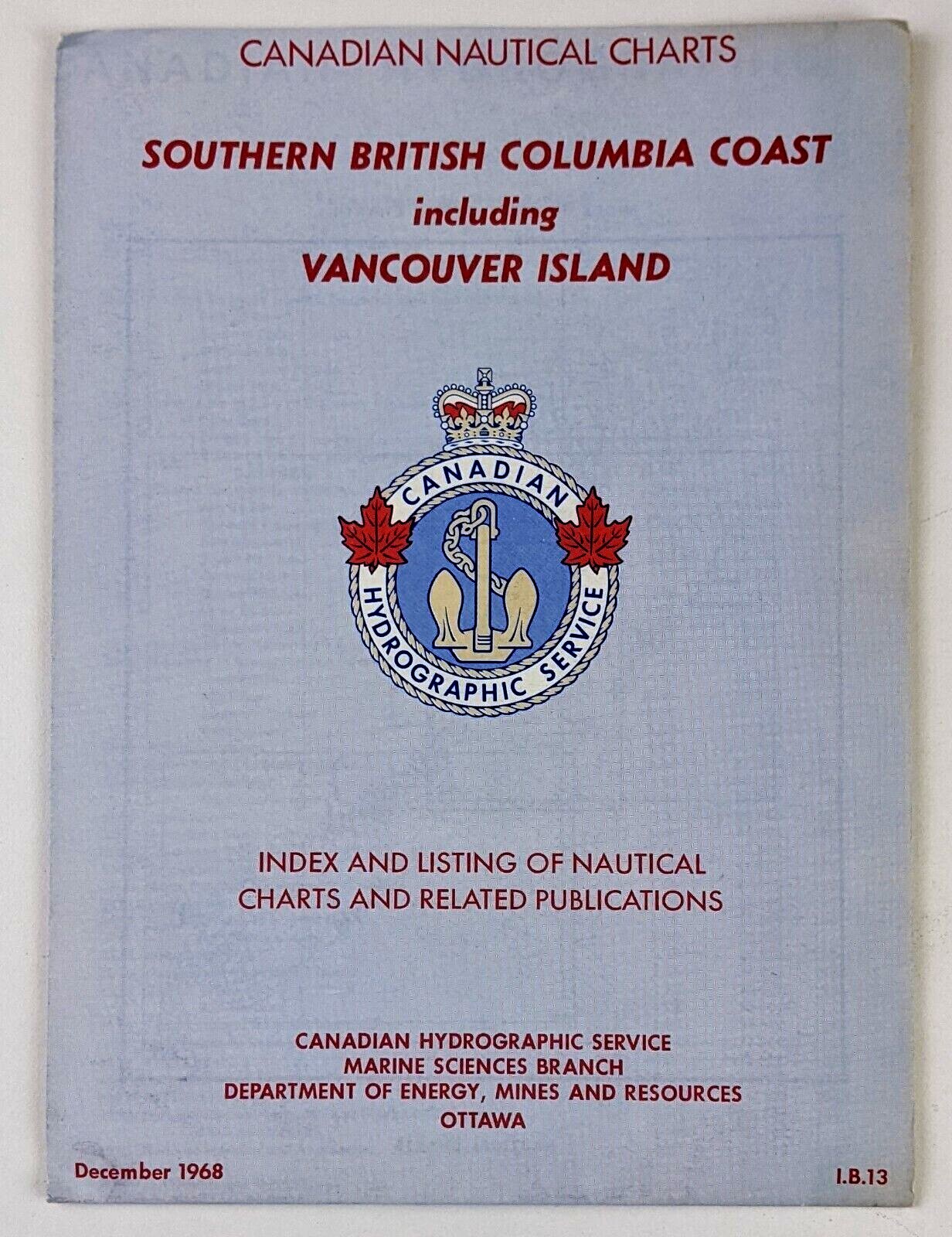 1968 Canadian Nautical Charts Southern British Columbia Coast VTG Maritime Ships