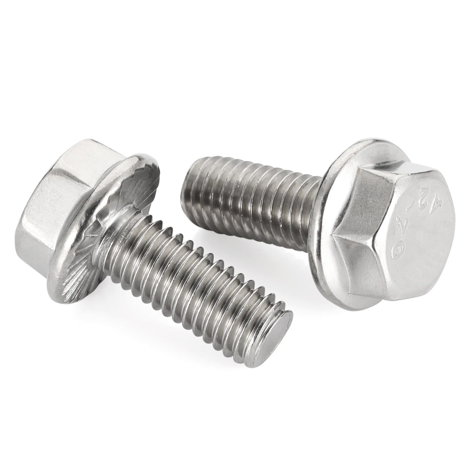 3/8-16 x 1 Flanged Hex Head Bolts Flange Hexagon Screws, x 1", Silver 