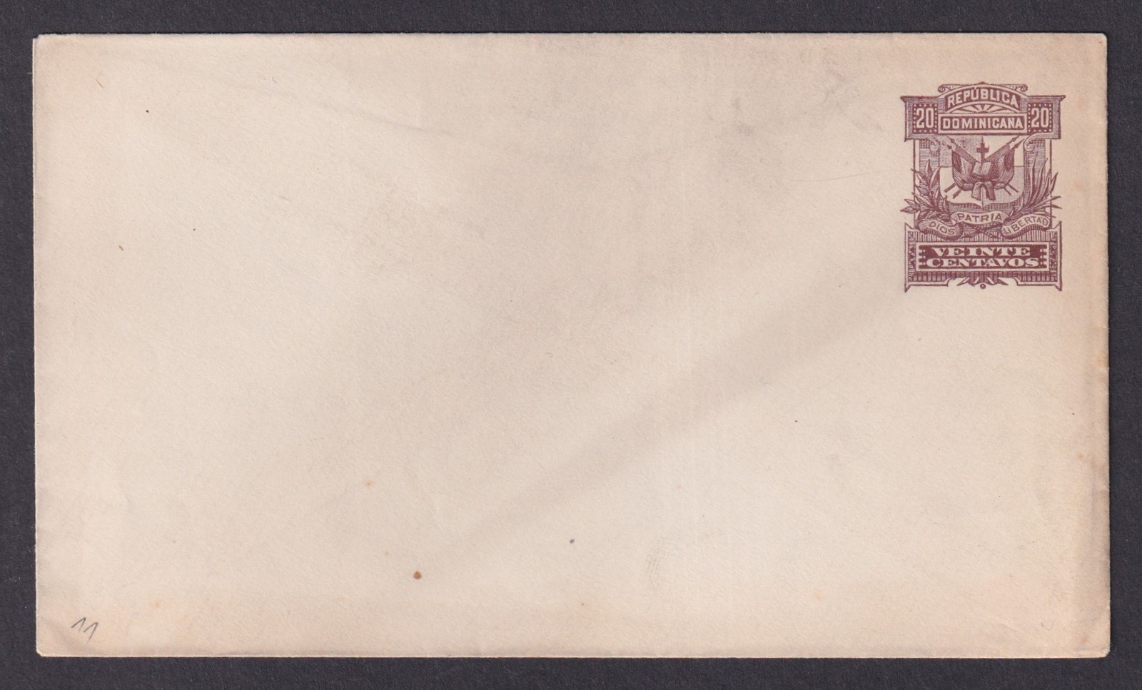 Dominican Republic PSE Stamped envelope 20c Unused