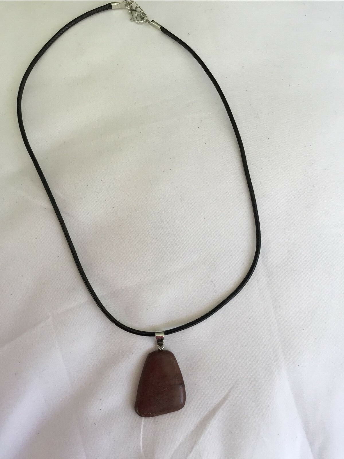 Beautiful Jasper Gemstone Quartz Crystal Pendant Leather Cord Necklace Jewellery