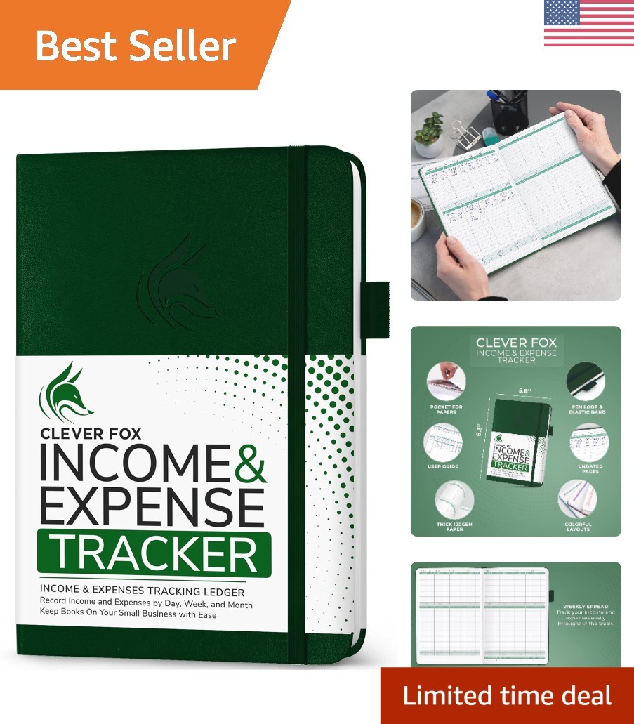 Elegant A5 Income & Expense Tracker - 1- Accounting Ledger for Businesses