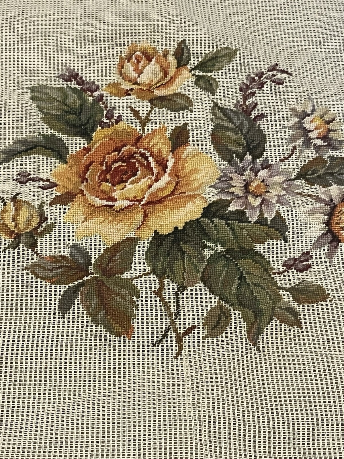 Floral Vintage Needlepoint Tapestry Panel  Mid Century POMAN international