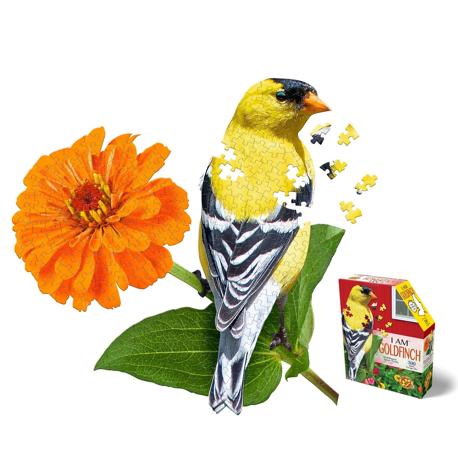 Madd Capp Puzzles - I AM Goldfinch - 300 Pieces - Animal Shaped Jigsaw Puzzle, M