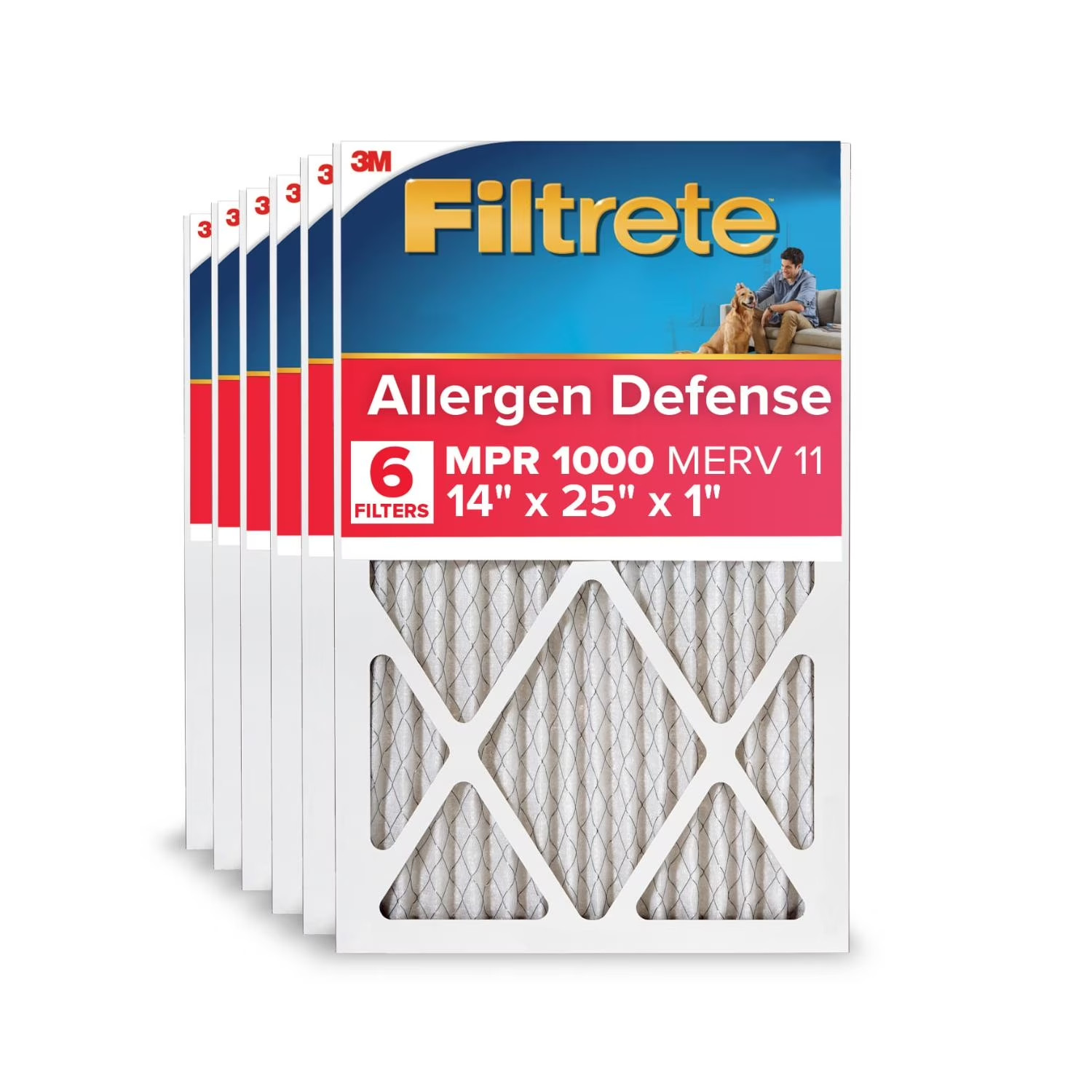 Filtrete AD04-6PK-1E 14x25x1 HVAC Furnace Air Filter MPR 1000 MERV 11 Allergen