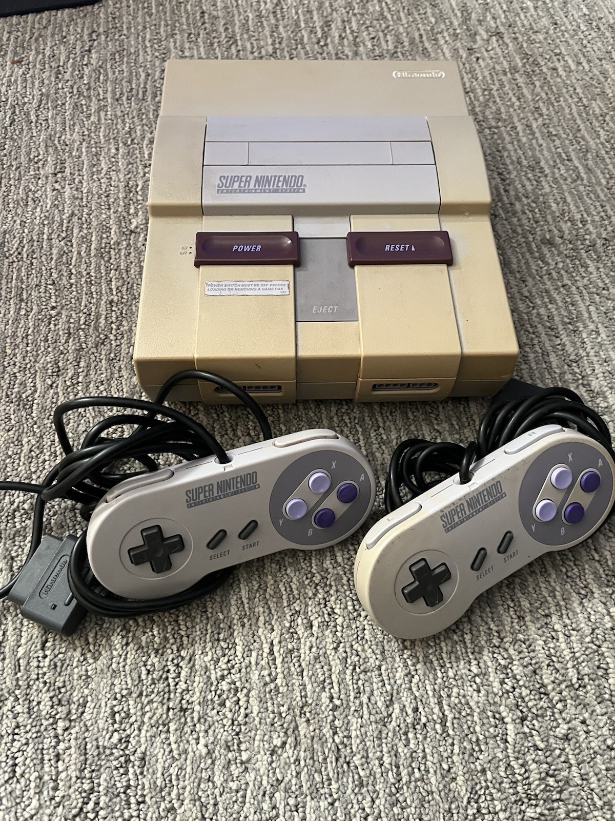 Nintendo Super Nintendo Entertainment System Console w/ Controllers, Games, Bag