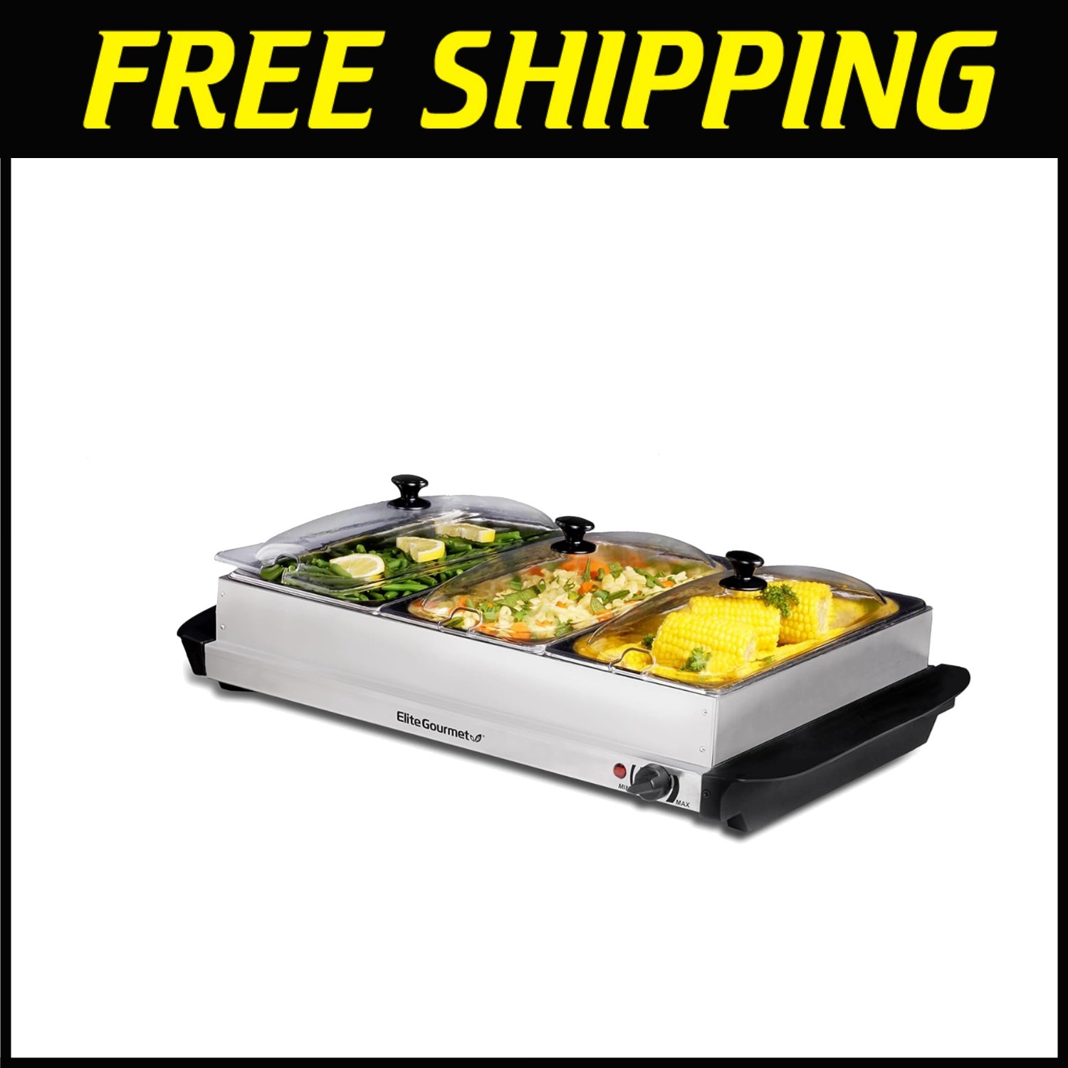 Stainless Steel Food Warmer with Utensil Slots