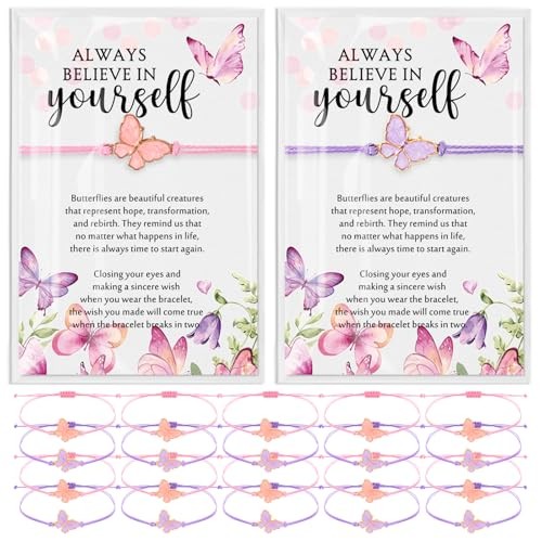 Ferreve Butterfly Gifts for Women Wish Bracelet with Cards 2 Styles 20