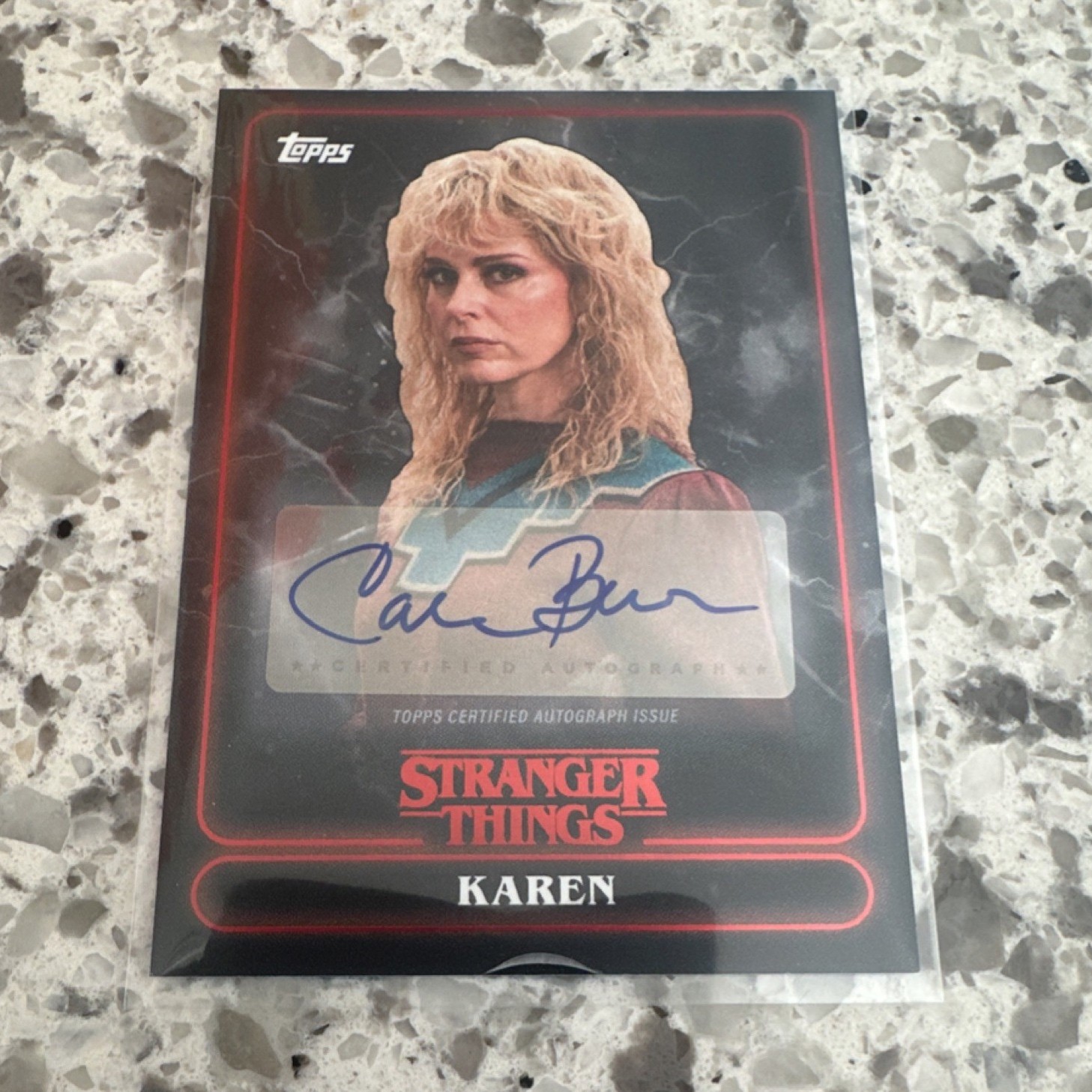 Topps Stranger Things Autograph Card Karen 15A Signed by Cara Buono