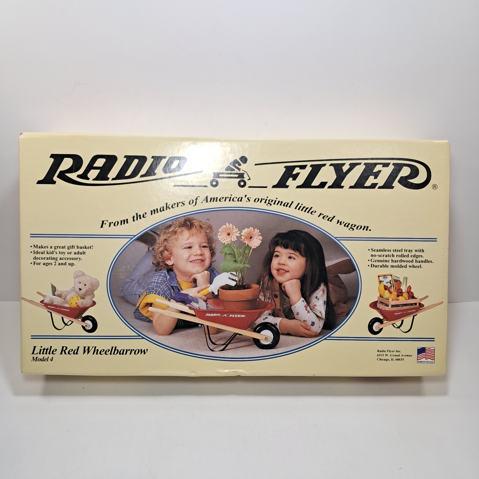 NEW Radio Flyer Little Red Wheelbarrow Metal Toy Model 4, 15 3/8 Inch Sealed Box