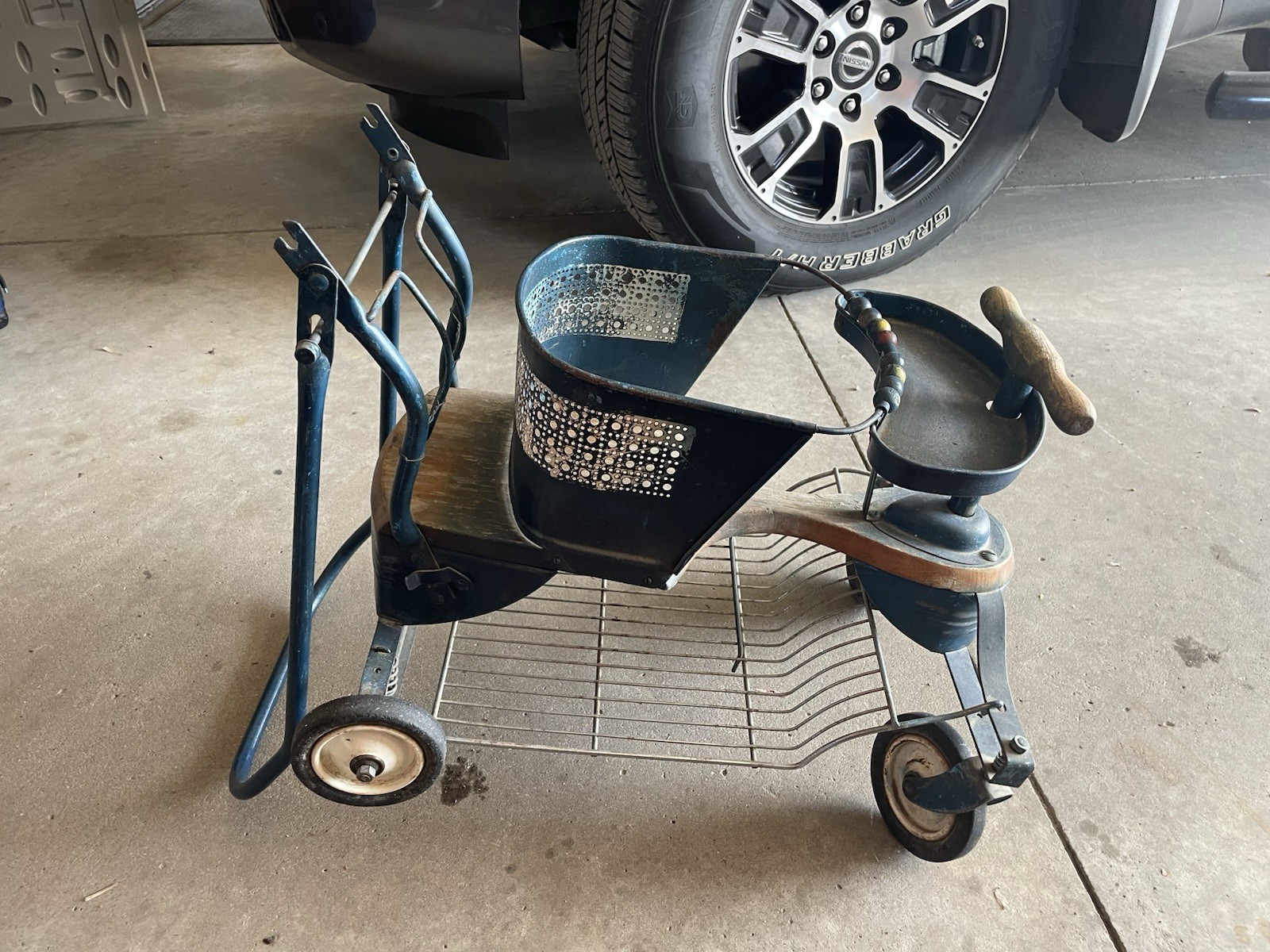 Taylor Tot Baby Stroller Walker Vintage 1950s Blue/White Antique