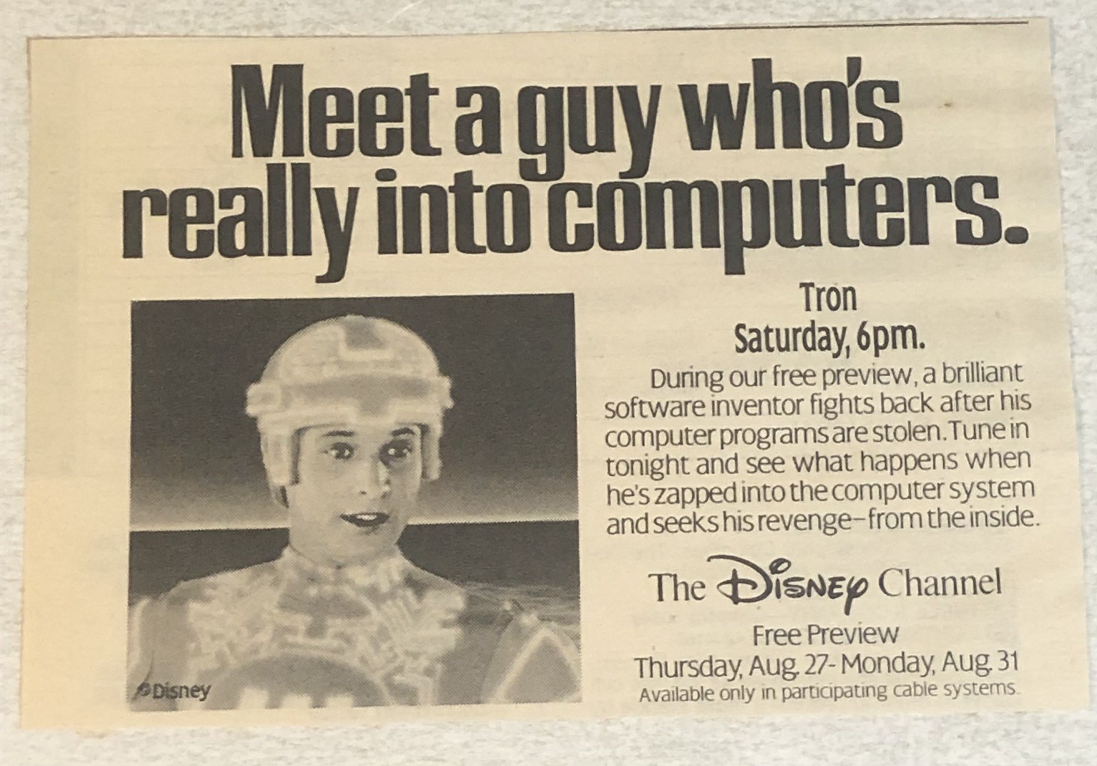 Tron Movie Jeff Bridges Bruce Boxlietner Vintage Print Ad Tpa27