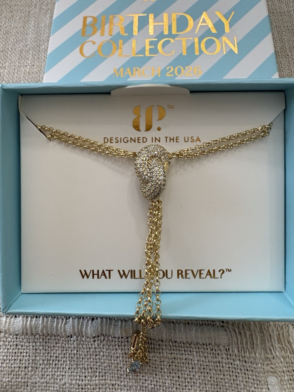 Bomb Party Necklace “She’s Classic” NK70213 Aquamarine CZ Gold March 2026