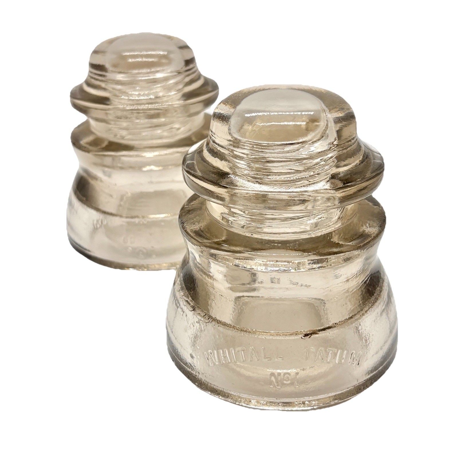 Vintage Whitall Tatum No 1 Made in U.S.A. 60-46 Clear Glass Insulator Lot Of 2