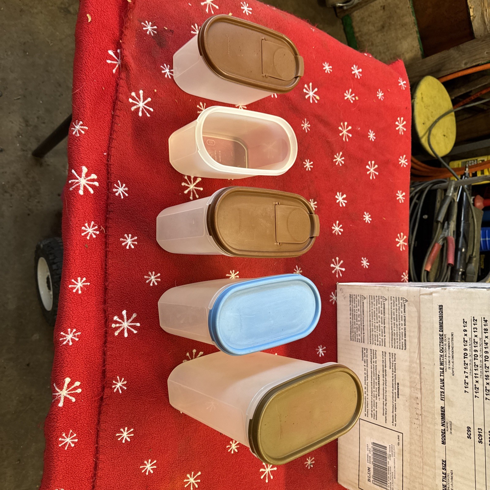 LOT OF 5 Tupperware Modular Mates Containers Brown Flip Top for Cereal 1614-