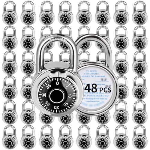 Combination Lock,  Standard Dial Combination Lock, Pack of 48; 48 Pack Black