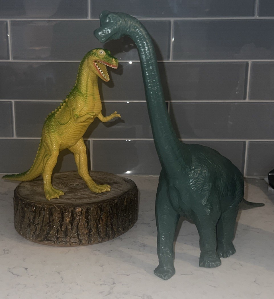 Vintage Dinosaur Toy Lot Imperial 1985 T-Rex Brachiosaurus Natural History 1984