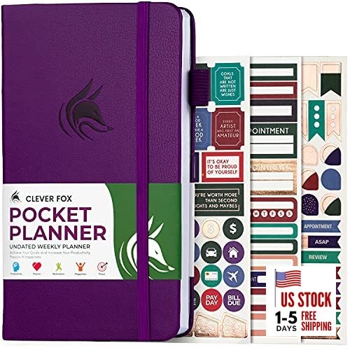  Pocket Planner Weekly – Undated Monthly Goal Pocket size (3.7" x 6.7") Purple