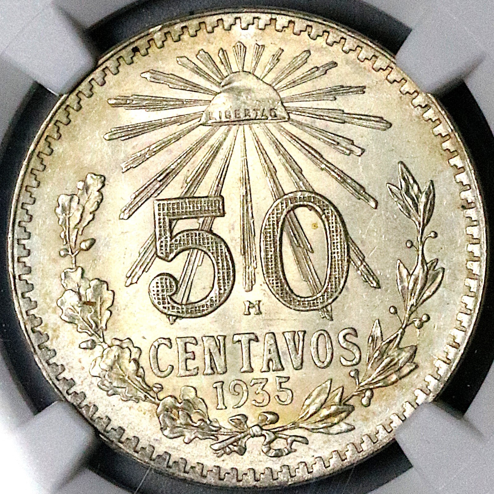 1935 NGC MS 65 Mexico 50 Centavos GEM 1 Year Type Silver Coin (25053001C)
