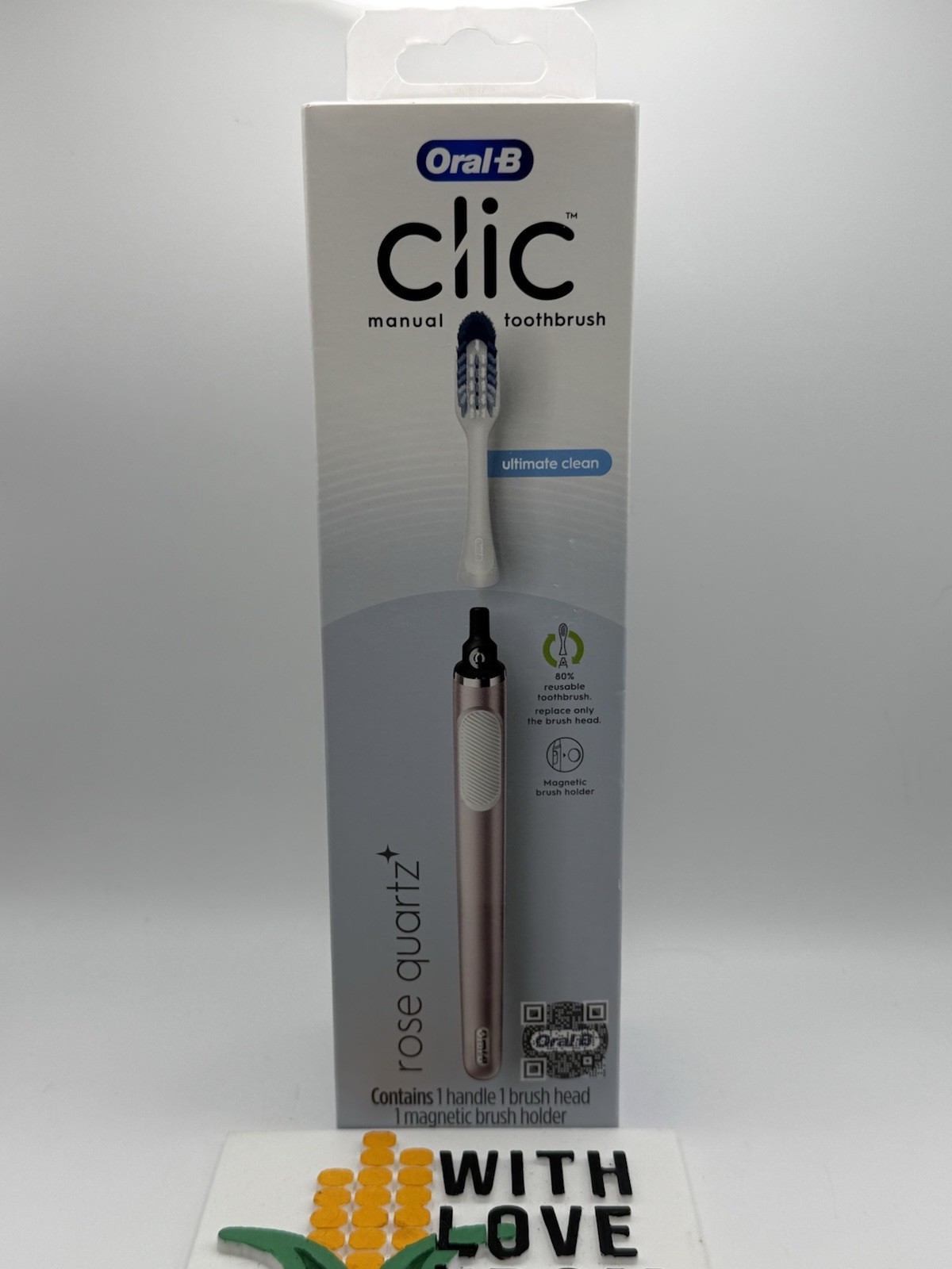 New Oral-B Clic Toothbrush with Magnetic Brush Holder PINK. Brand New Sealed!