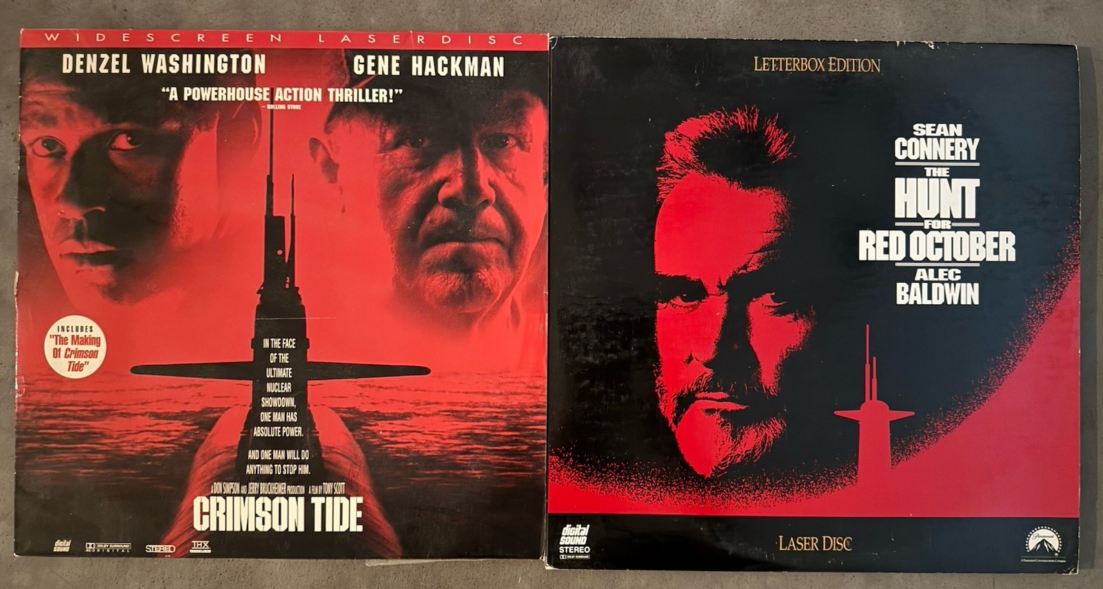 Hunt For Red October & Crimson Tide - Connery / Baldwin Cold War Laserdisc Lot