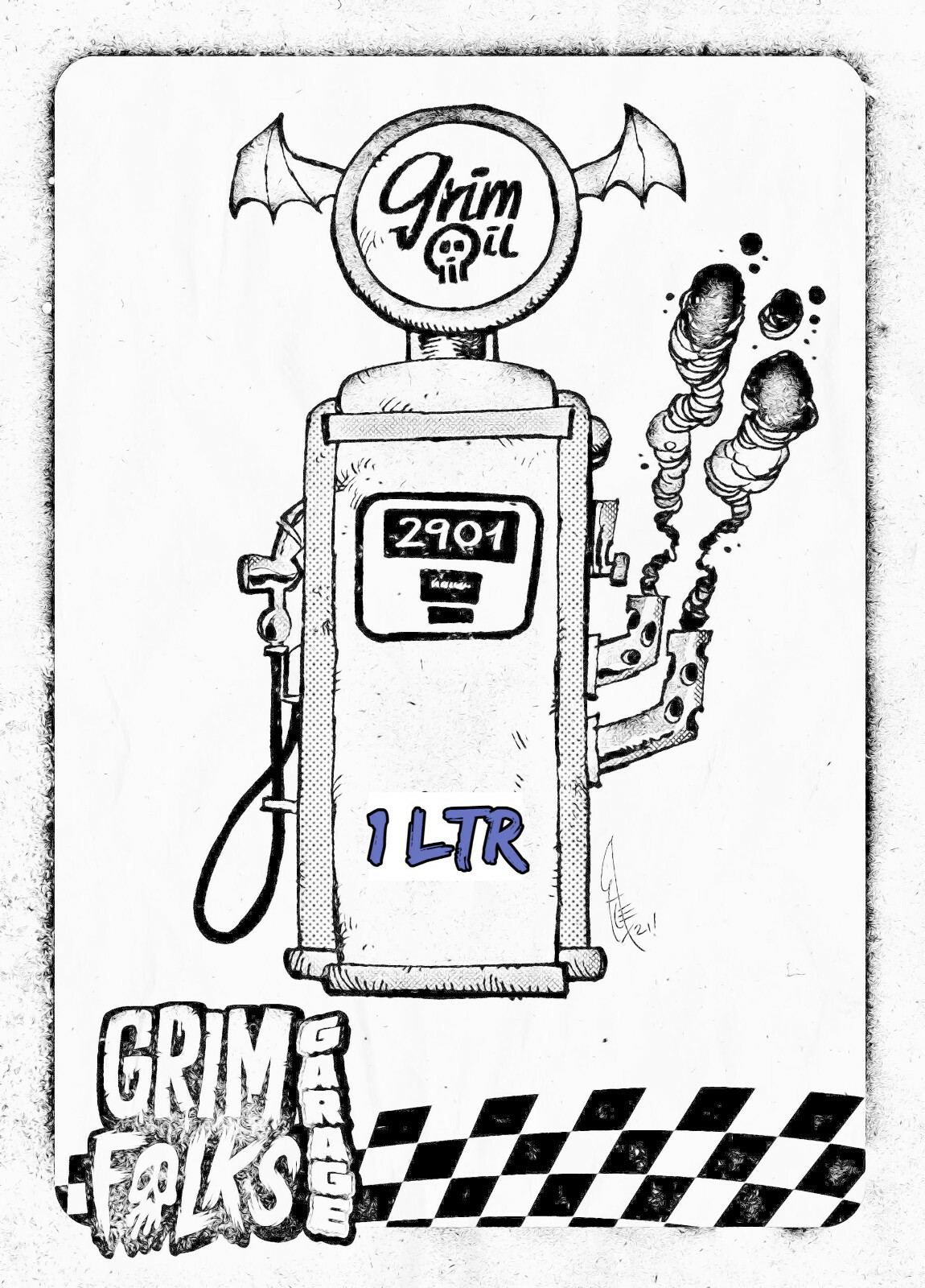 Grim Folks GARAGE - Bat Oil - NFT Crypto - Affordable - Good Fun Art - #94/160