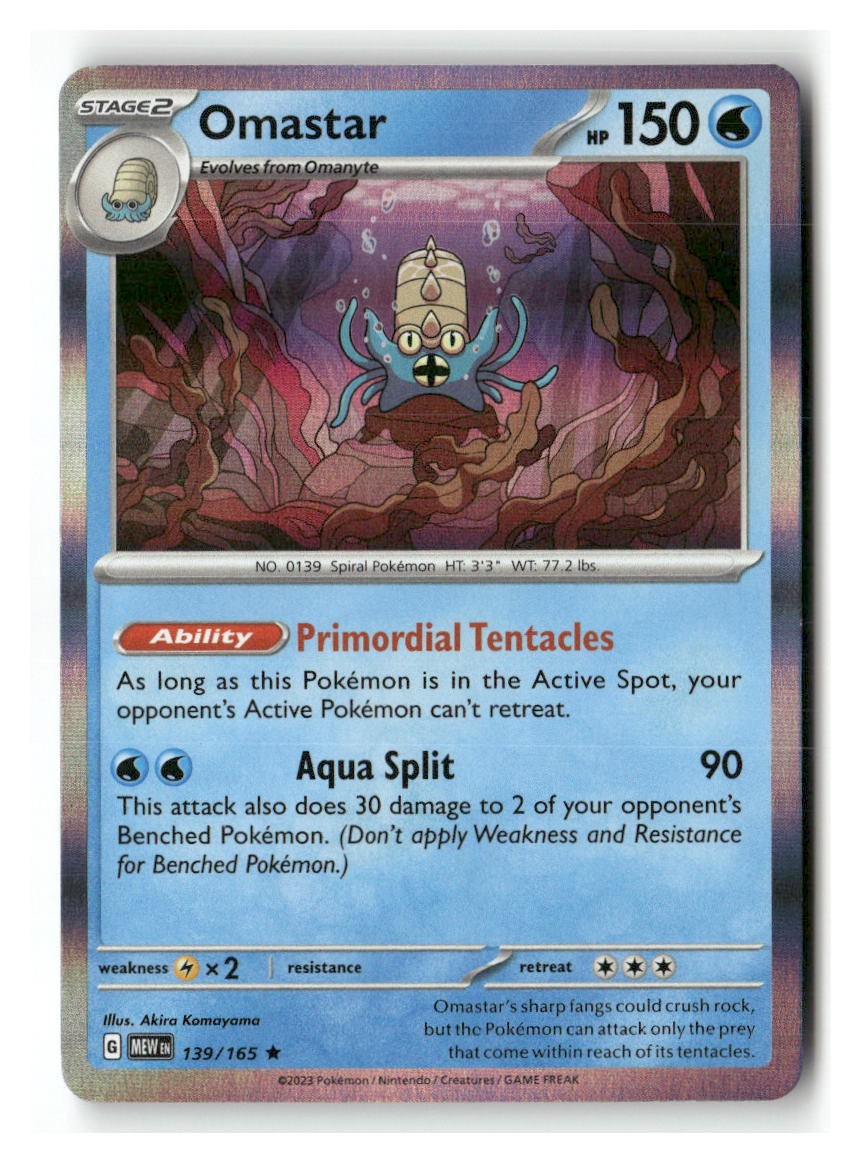 Omastar 139/165 Rare 151 Pokemon Holo Near Mint