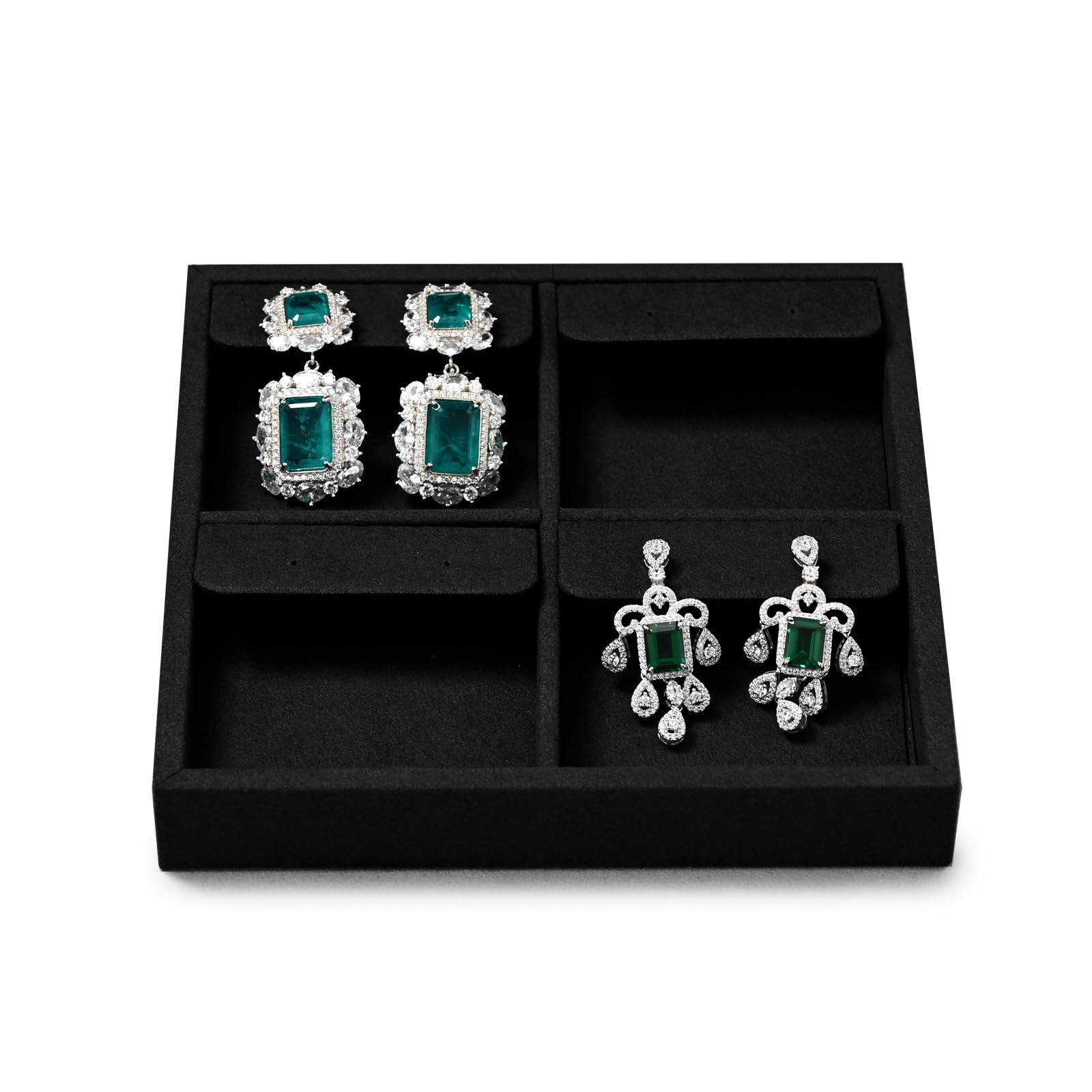 Microfiber 4 Slots Jewelry Earring Display Tray Stackable Modular Jewelry Org...