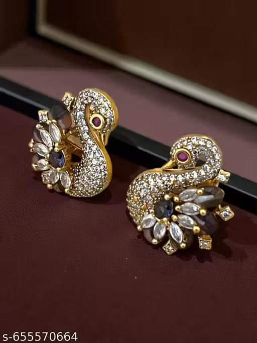 Indian Bollywood Gold Plated Jhumkha Earrings for Women and Girls Jewelry Set