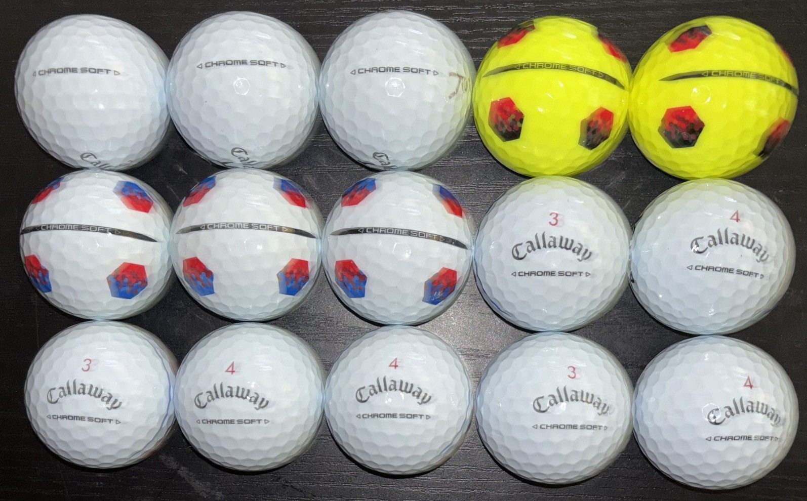 15 Callaway Chrome Soft Triple Track Truvis White Golf Balls AAAA to AAAAA 