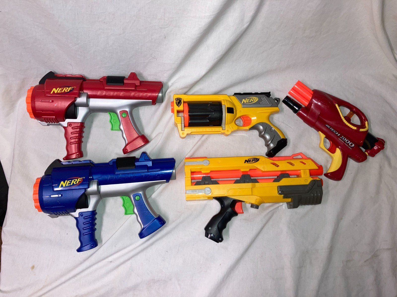 Nerf Gun Lot, 7 Guns, 2 Dart Tag Vests, Lots of Ammo ( Brand New and Used)