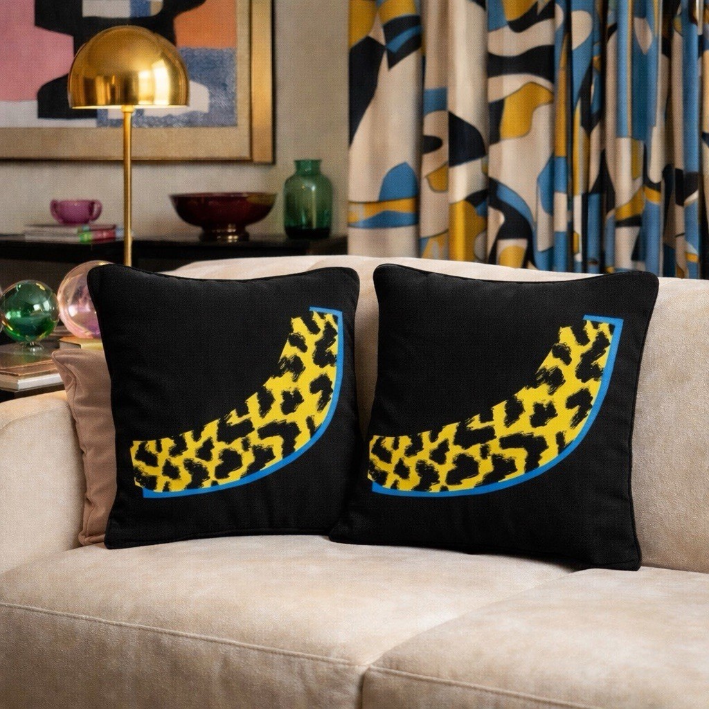 2PK 20” Sq IKEA Throw Pillow Covers  80's Neon Warhol - Omsesidig - Black Cotton