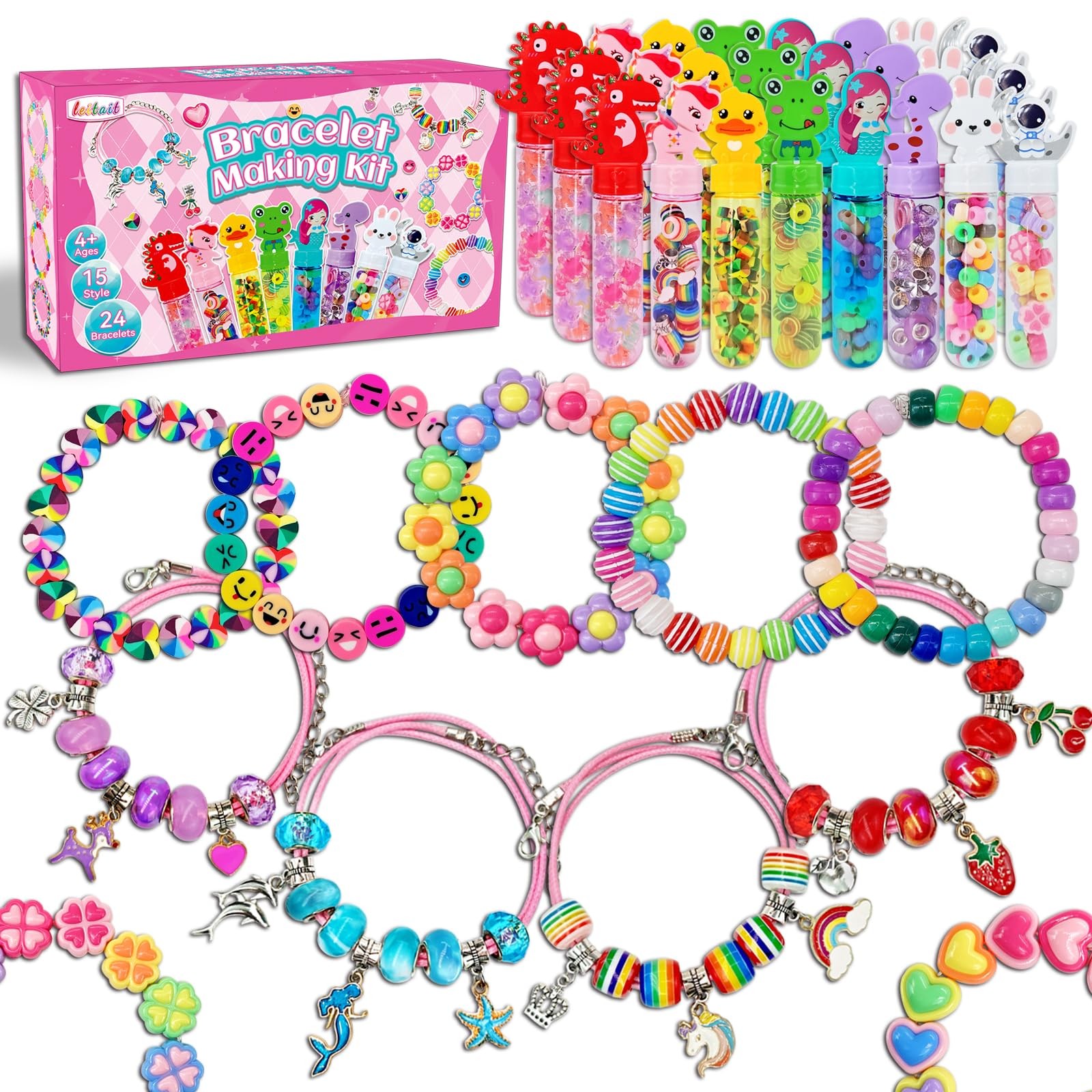 24 Pack Bracelet Wands,Charm Bracelet Jewelry Making Kit,Arts Crafts for Kids...
