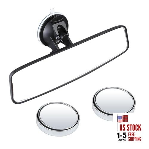  Rear View Mirror, 9.5" HD Car Rearview Mirror with Strong Adjustable Suction 