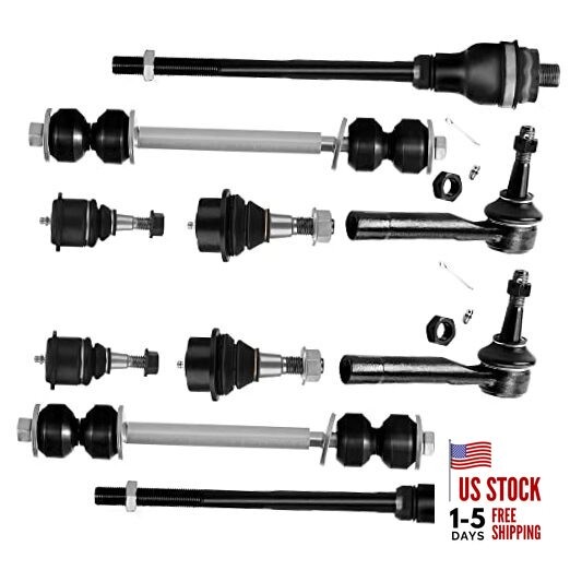  10pcs Front Suspension Kit Inner Outer Tie Rod Ends Lower Upper Ball Joints 