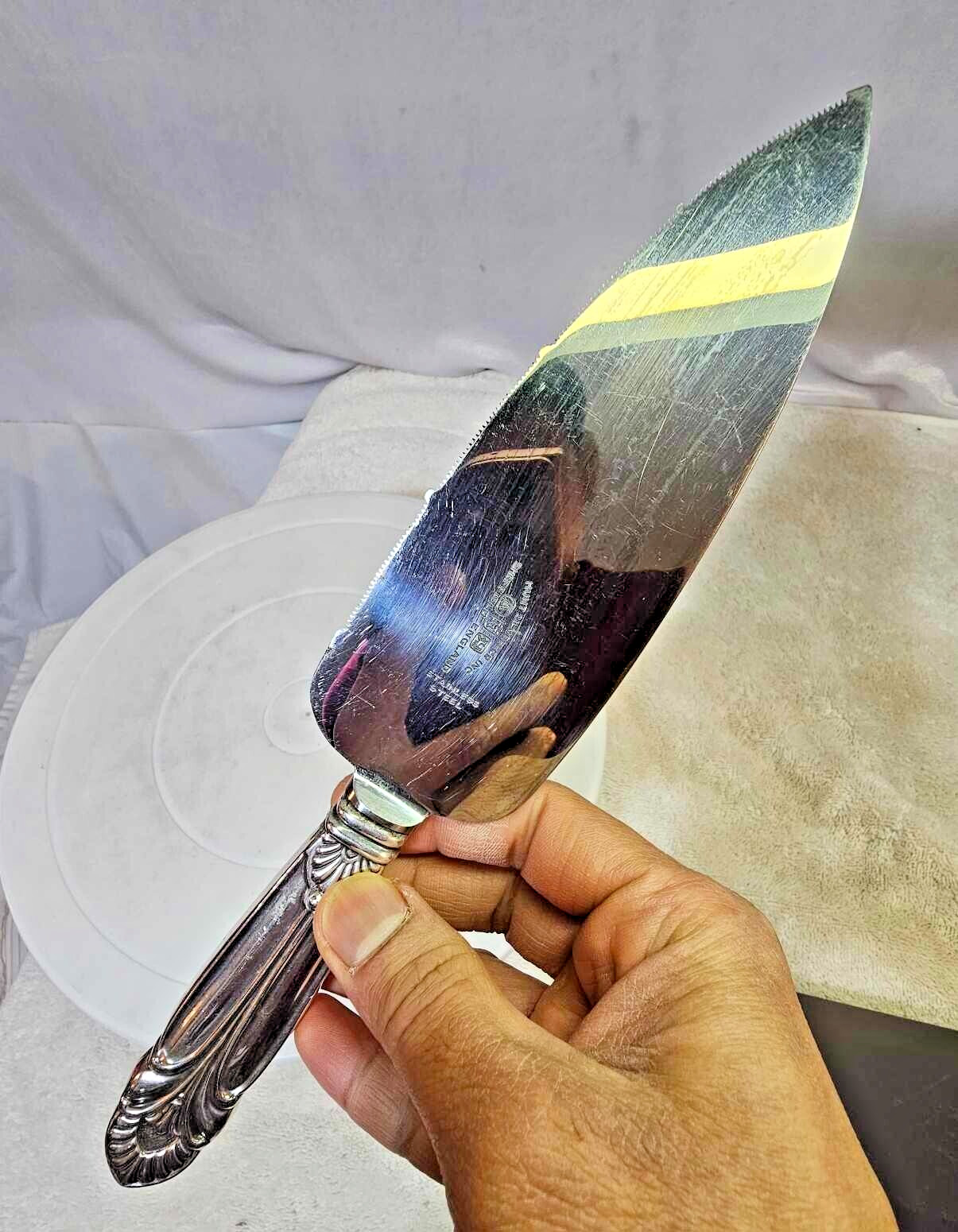 Hunt Silver Co. Sheffield England Cake Pie Knife Server Sterling Thick Handle-F7