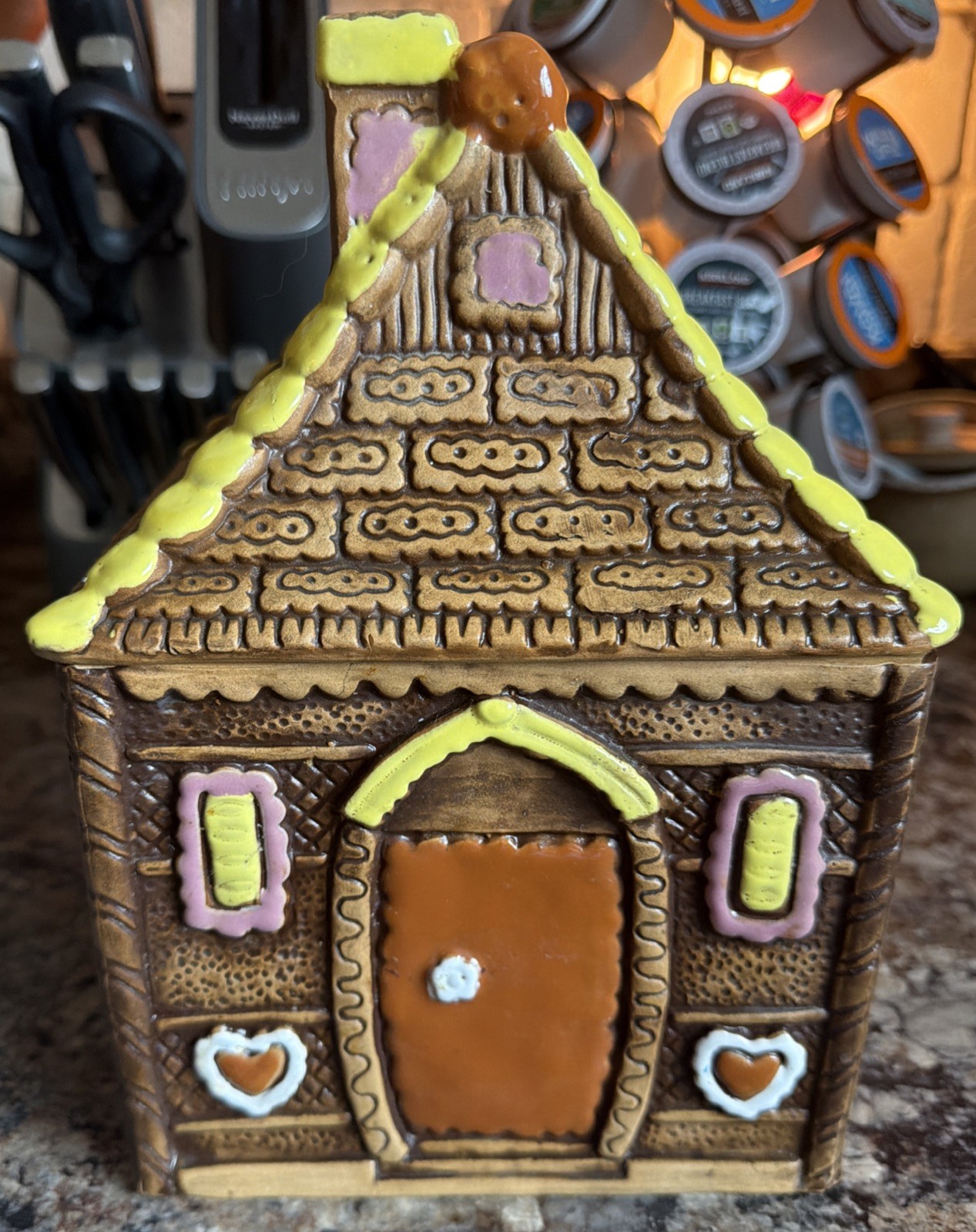 Vintage Ceramic Cookie Jar Canister Gingerbread House Christmas Japan Rare 9.5”