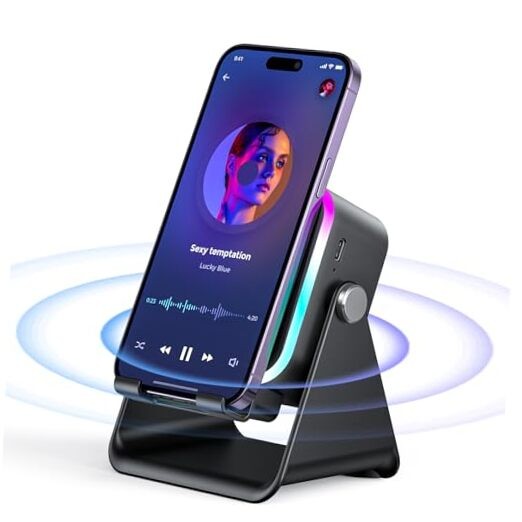 Induction Speaker with Phone Stand 5 in 1 Wireless Induction Bluetooth Black