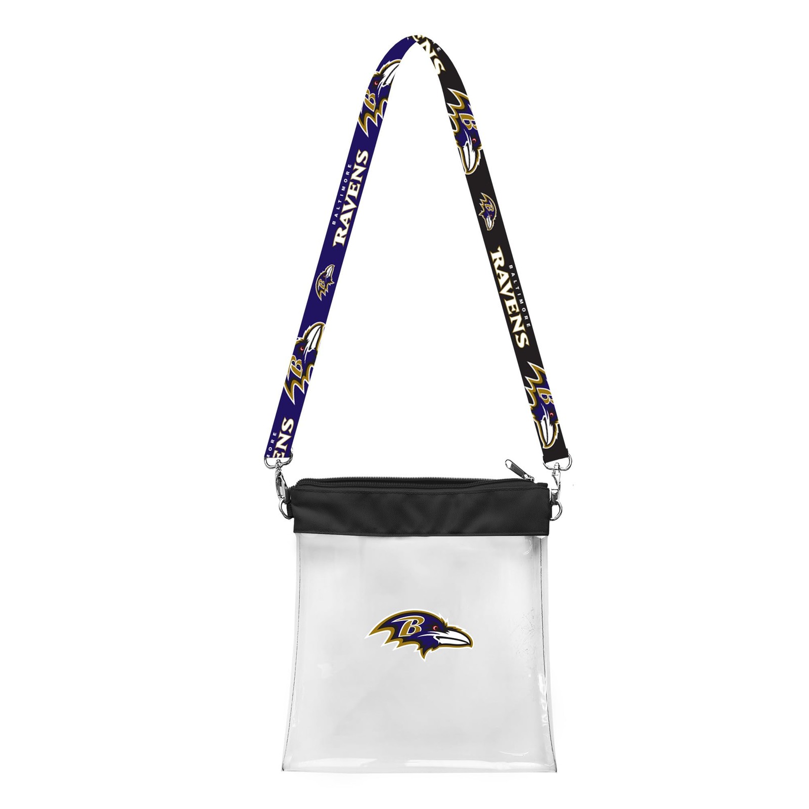 Littlearth NFL Clear Crossbody Bag Baltimore Ravens Pattern Strap Stadium Approv