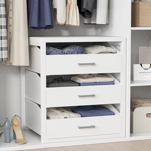  Closet Drawers 3 Drawer Dresser for Closet L(15.7"D x 21.1"W x 23.4"H) White